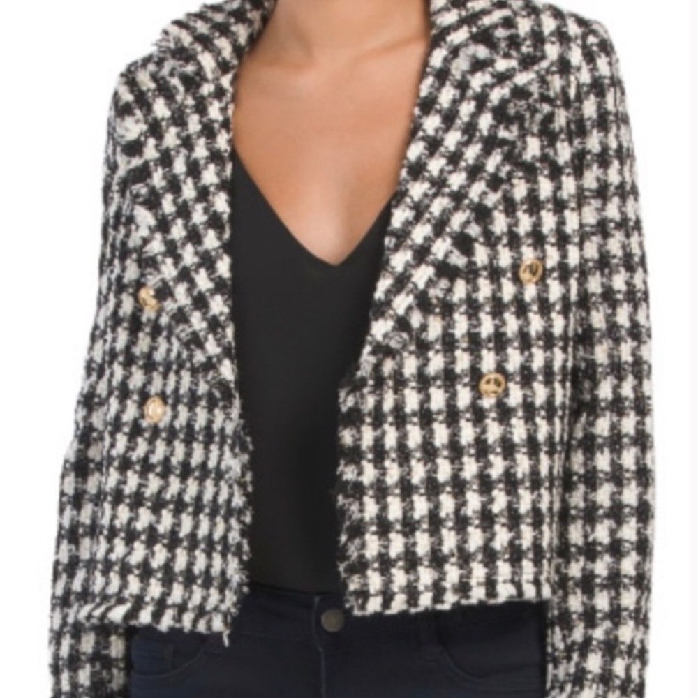 House Of Harlow 1960 Black & White Tweed Jacket